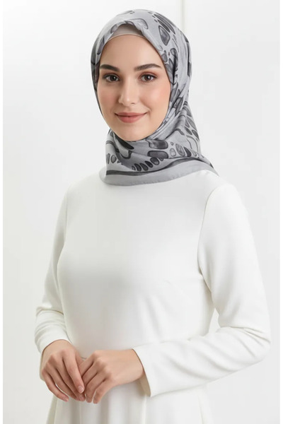 sefamerve وشاح منقوش بالكركم 70326-06 رمادي