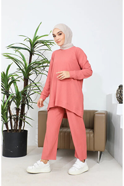 sefamerve Σετ τουνίκ και παντελόνι με μοτίβο με κέλυφος κρεμμυδιού - 20036-02