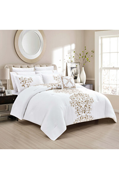 Alhabib bedding Linen Luxury Summer Double Embroidered White Bedspread 9 Pieces