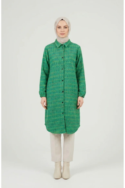 sefamerve Buttoned Lumberjack Winter Tunic 2506-01 Green