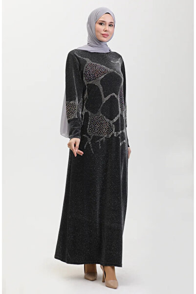 sefamerve Taşlı Abiye Elbise 0432-04 Siyah