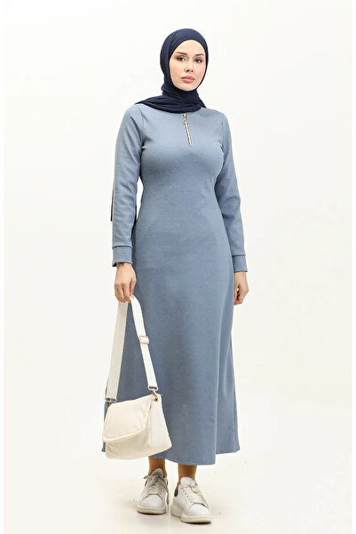 sefamerve Modré šaty na zip - 2149C-01