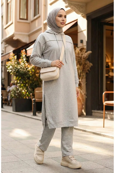 sefamerve Šedá dvouvláknová tepláková souprava - 3034-02