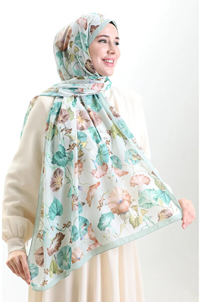 sefamerve Σάλι από βαμβάκι Karaca 82006-13 Νεροπράσινο Καφέ