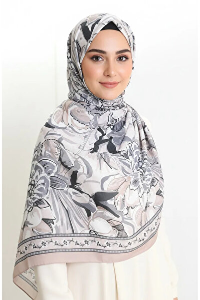 sefamerve Бавовняний шарф з візерунком 70327-05 Кам'яно-сірий