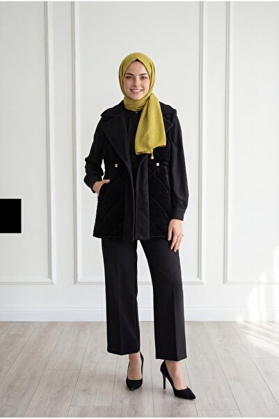 BENAHOLL Esila Baklava модел пухен яке с връзки в талията - EN2192 Черно