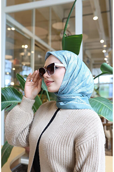 sefamerve Μοτίβο Βαμβακερό Κασκόλ 70337-15 Πράσινο Χαγκλά