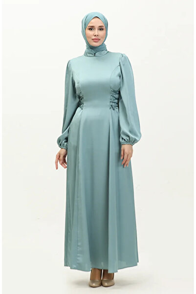 sefamerve Zelené večerní šaty s postranní kravatou - 6156-04