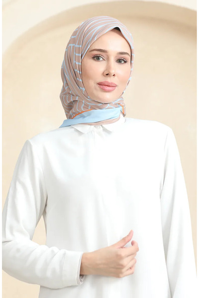 sefamerve Mekani pamučni šal 19089-12 Mink Baby Blue