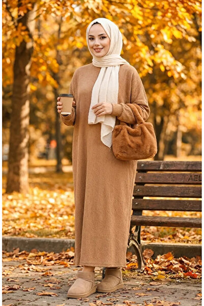 sefamerve Φόρεμα με μανίκια νυχτερίδας 2000-05 ανοιχτό καφέ