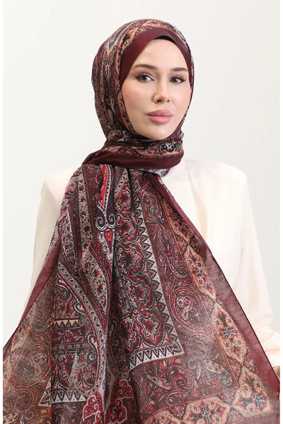 sefamerve Ethnic Κεχριμπάρι Σάλι 70277-05 Βουργουνδία