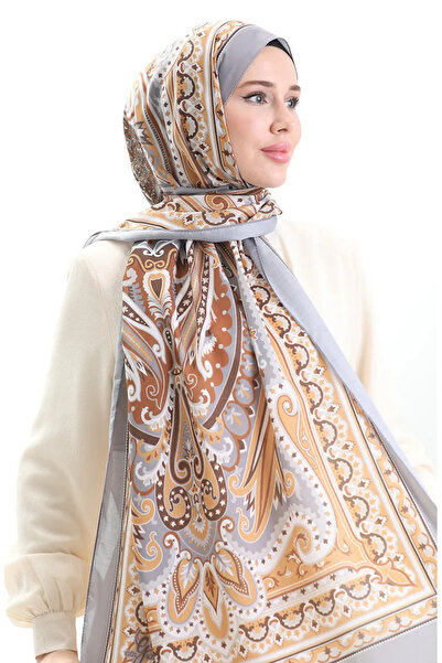 sefamerve Εθνοτικό σχέδιο μαλακό σάλι 70295-17 Mink Mustard