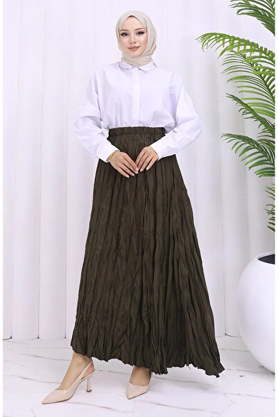 sefamerve Ελαστική Μέση Φούστα 0050-02 Χακί