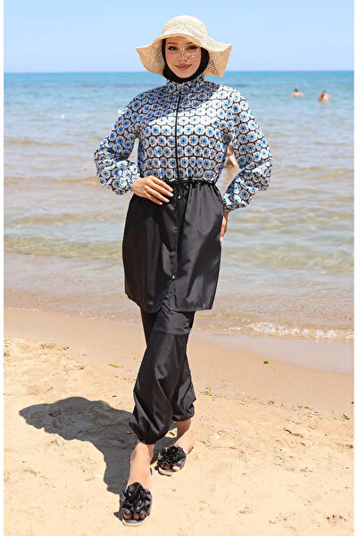 sefamerve Elastyczny pas z monogramem, zamek błyskawiczny, modny kostium kąpi...