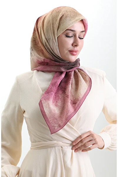 sefamerve Κασκόλ από φυσικές ίνες με σχέδιο Karaca 82018-01 Dusty Rose Brown