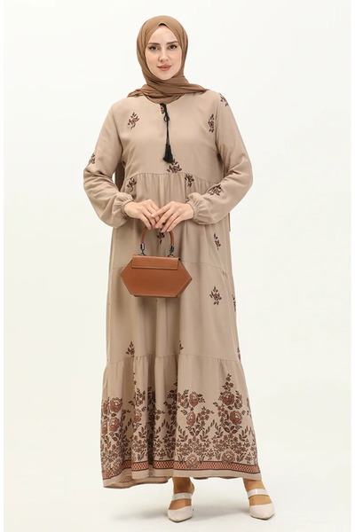 sefamerve Φόρεμα βισκόζης με σχέδιο βιζόν - 4083-08