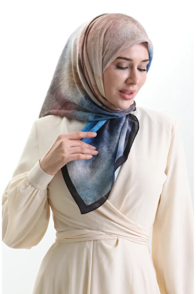 sefamerve Eșarfă din fibre naturale cu model Karaca 82018-11 Albastru închis ...