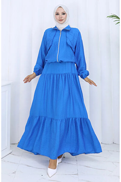 sefamerve Set dublu cu fermoar cu manșon elastic 0129-10 Albastru