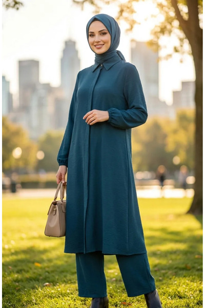 sefamerve Aerobin Υφασμάτινο Παντελόνι Τουνίκ Διπλό Σετ 4142-11 Βενζίνη