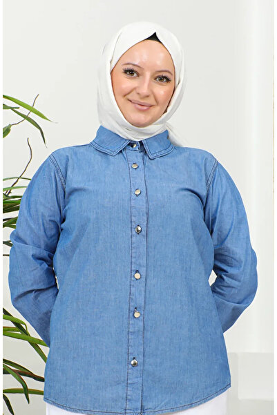 sefamerve Navy Blue Buttoned Denim Shirt - 30351-02