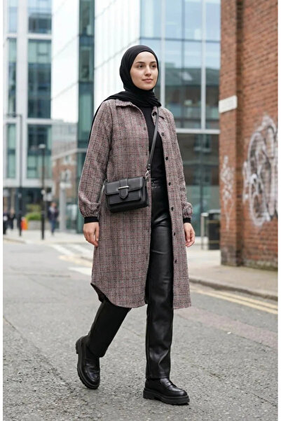 sefamerve قميص شتوي بياقة وأزرار طويلة 2501-01 أسود مطفي