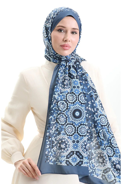 sefamerve Μαλακό σάλι με σχέδιο 70297-10 Indigo Smoked