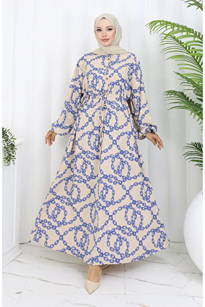 sefamerve Φόρεμα Aerobin με μοτίβο αλυσίδας 0105-02 Mink Navy Blue