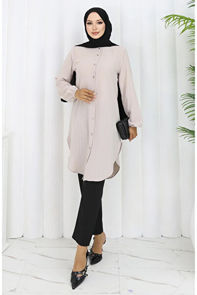 sefamerve Τουνίκ με κουμπιά 3118-01 Μπεζ