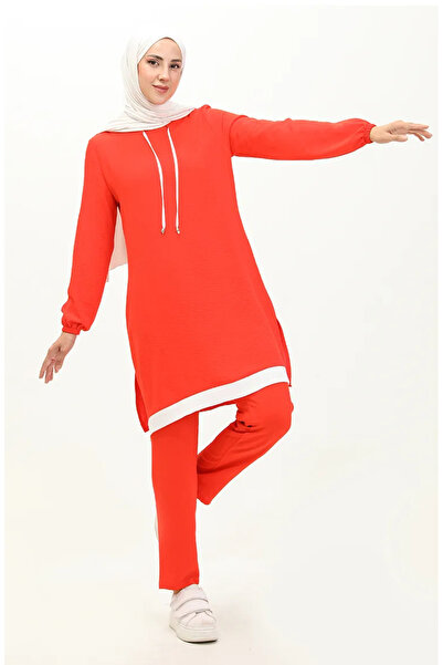 sefamerve طقم تونيك وبنطلون من قماش Aerobin - برتقالي 1003-04