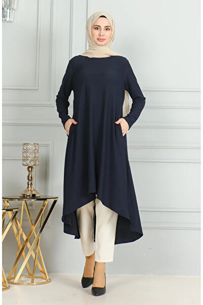 sefamerve Burümcük Fabric Tunika asymetrického střihu 1032-01 Navy Blue