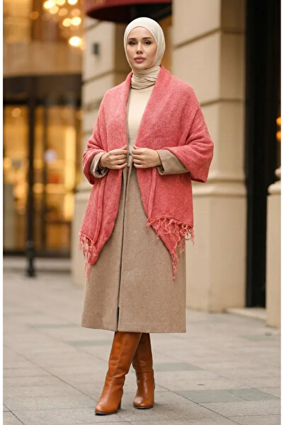 sefamerve Πλεκτό σάλι ώμου με μοτίβο λουλουδιών ρόδι - 2064-02