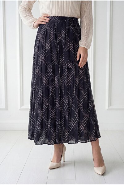 BENAHOLL Φούστα σιφόν με μοντέρνο μίνιμαλ σχέδιο-Μαύρο BN4649.1