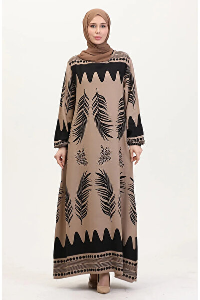 sefamerve Φόρεμα βισκόζης με σχέδιο 0005-04 Mink