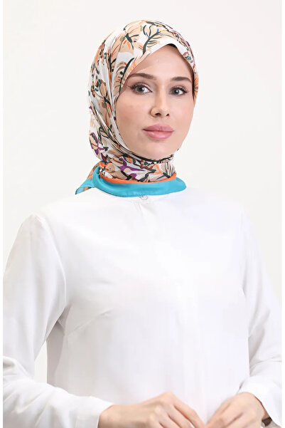 sefamerve Μαλακό κασκόλ με σχέδιο 70245-12 Τιρκουάζ Καφέ