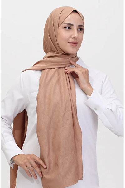 sefamerve Madame Mary Damla Jacquard Σαλ 19085-18 Σοκολάτα με γάλα