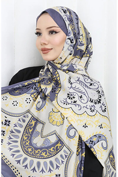 sefamerve شال ناعم منقوش 70314-15 أصفر أنثراسايت