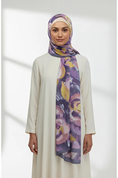 sefamerve Σάλι με σχέδιο λουλουδιών 1006-01 Λιλά