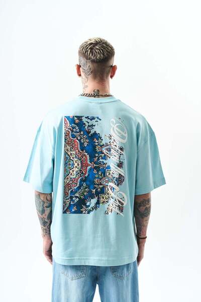 Respire Ανδρικό μπλουζάκι Destroy με στάμπα Oversize Baby Blue