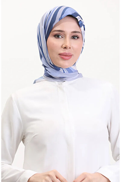 sefamerve Μαλακό κασκόλ με σχέδιο 70254-07 Μπλε Ινδικό