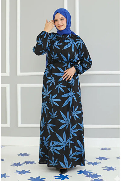 sefamerve Rochie cu curea cu model Saks negru - 0477-02