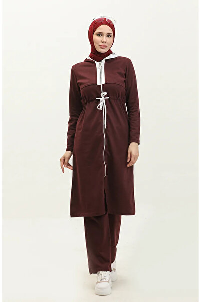 sefamerve Σετ φόρμας με φερμουάρ και δύο κλωστές 03074-02 Βουργουνδίας