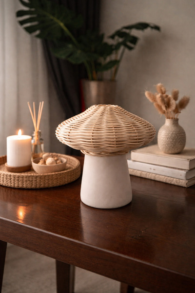 Avsar Home&Decor Hasır Üstü Örülü Mantar Vazo- 25 cm