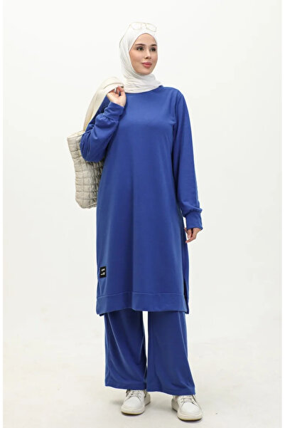 sefamerve İki İplik Tunik Pantolon İkili Takım 0001-09 Saks