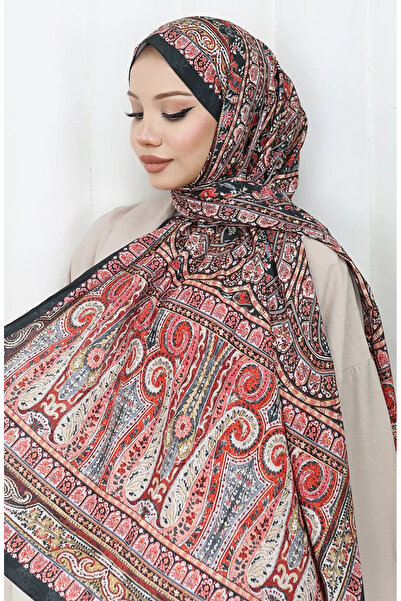 sefamerve Σάλι με έθνικ σχέδιο 70303-11 Μαύρο μπορντό