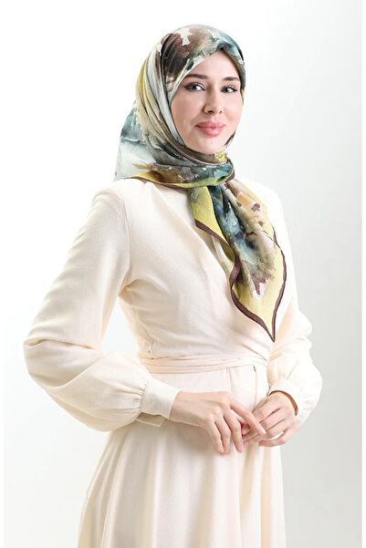 sefamerve Eșarfă din fibre naturale cu model Karaca 82016-11 Bitter Brown Green