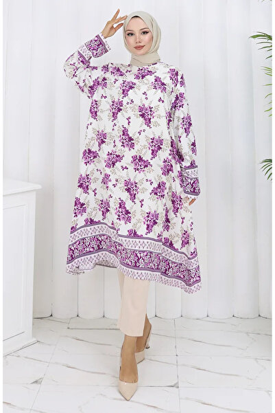 sefamerve Tunica cu model din tesatura de viscoza 1013-01 Lila