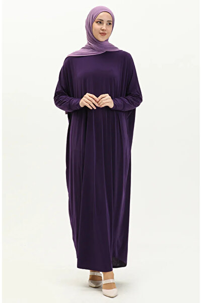 sefamerve Rochie lejeră cu mânecă liliac mov vinete - 2000-17