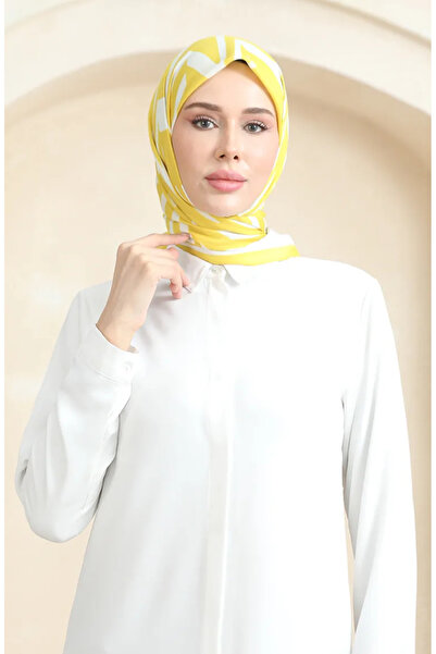 sefamerve 19092-09 Μοντέλο Μαλακό Βαμβακερό Κασκόλ - Κρεμ κίτρινο