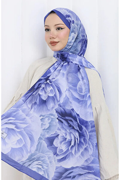 sefamerve Σάλι Κούζα με βαμβακερό σχέδιο 70322-14 Saks Blue