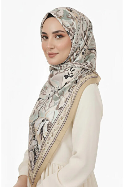 sefamerve شال قطني مزخرف بنمط الكوزا 70327-01 باللون الأخضر النعناعي الخردلي